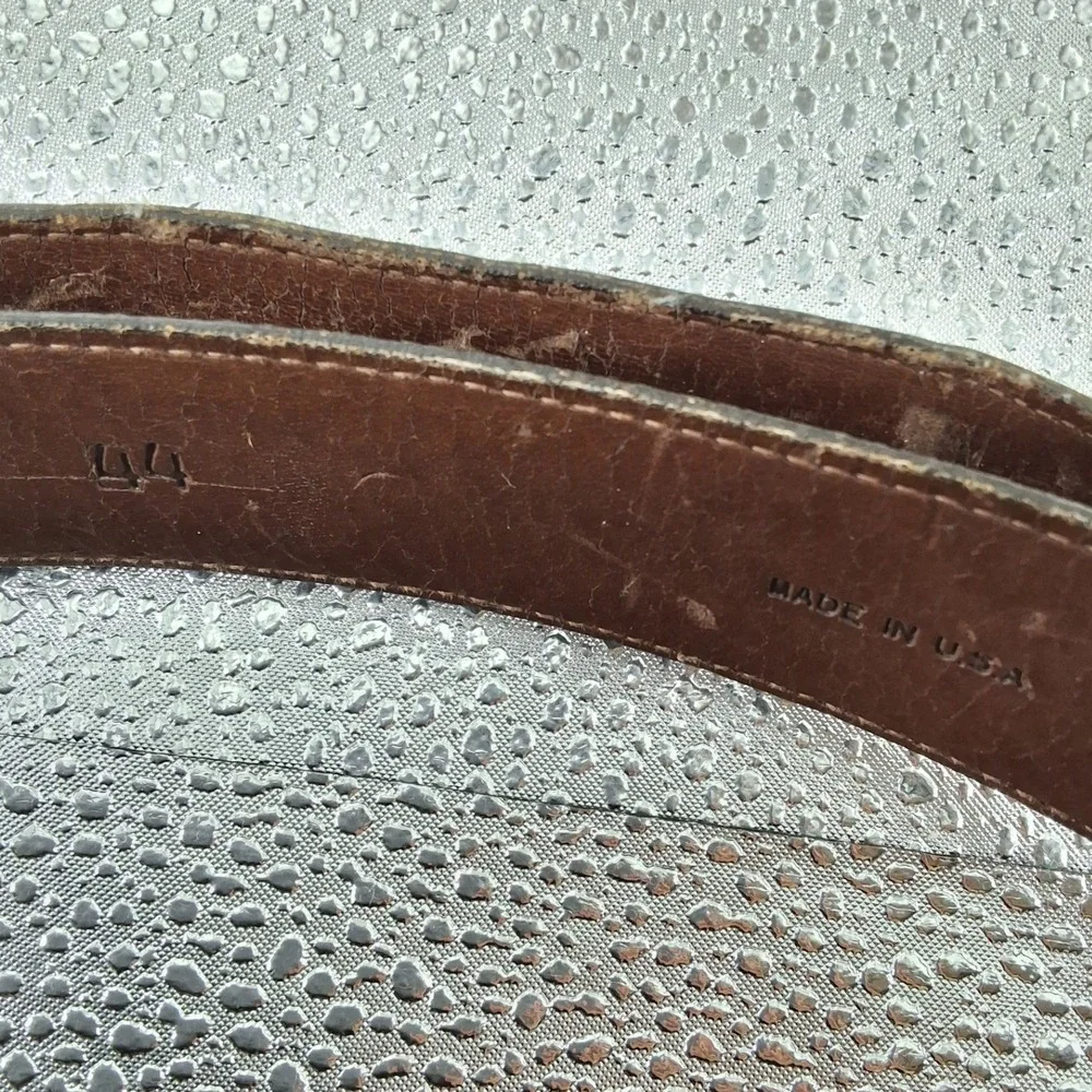 Vintage Brown Alligator Grain Steerhide Leather Dress Belt Gold Buckle 44
